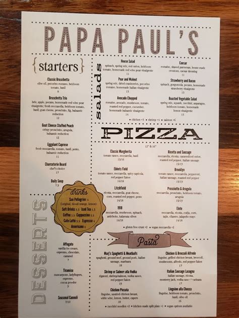 papa-pauls menu|Papa Paul’s Brick Oven Pizza And Pasta, Litchfield Park